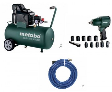 Metabo BASIC 250-50 W OF kompressor+muttertrekker og slange