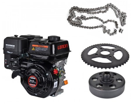 Go-kart start kit m/ 7 hk motor + clutch + kjede