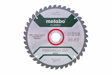 Sagblad til Metabo KGS 216 "Precision Cut Wood - CLASSIC" - 216X30, Z40 WZ 5°NEG.