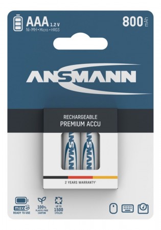 Ansmann - NiMH-batteri Micro AAA 800 mAh maxE oppladbare - 4stk