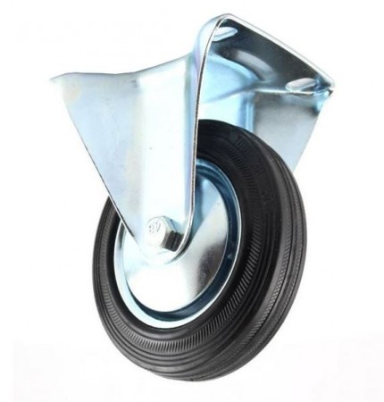 Transporthjul Ø160mm, hard gummi, fast fot