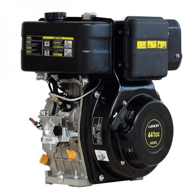 Loncin 10 hk dieselmotor med forvarmer og EL-start - 25,4 mm aksel